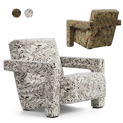 Stylish Single Sofa With Unique Abstract Pattern And Modern Design Elements 3d model