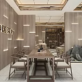 Modern Store Interior Design With Wooden Decor Front Desk Display Shelves And Soft Lighting
