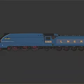 Blue Streamlined LNER Train Number 4468 On Dark Reflective Surface