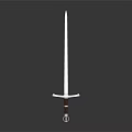 Traditional Weapon Sword With Silver Blade Red Leather Hilt And Metal Crossguard On Shiny Surface