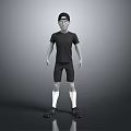 Game and Movie Character 3D Model in Black T-Shirt Black Shorts White Socks Black Hat 3d model