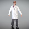 Man In White Long Coat Purple Shirt Dark Pants And Gray Shoes On Gray Background