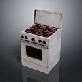Vintage White Electric Stove With Four Burners Front Knobs And Oven Compartment