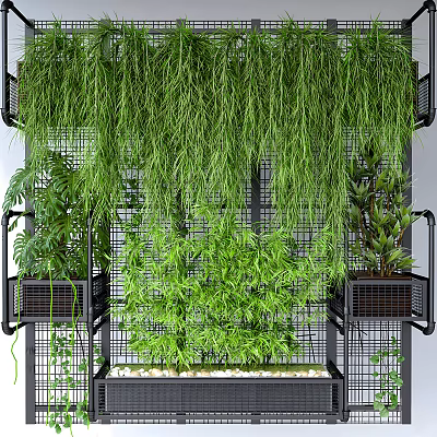 Lush Vines Hanging On Grid Wall With Greenery 3d model Lush Vines Hanging On Grid Wall With Greenery 3d model