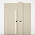 Modern Style Swing Door With 208 Room Number And Elevator Nearby Marble Wall