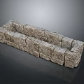 Stacked Long Stone Block Wall With Textured Architectural Construction Elements