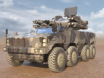 075 625 type artillery integrated air defense system 625E self-propelled anti-aircraft gun 625E close defense system desert camouflage infantry fighting vehicle 3d model