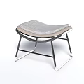 Modern Stool With Curved Gray Padded Seat And Black Metal Frame Structure