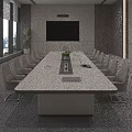Modern Large White Conference Table With Ergonomic Chairs In Elegant Corporate Meeting Room Interior