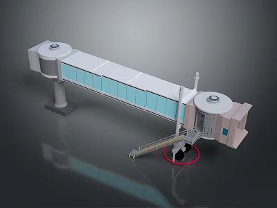Industrial Machinery Structure With White Main Body Blue Panels Circular Tops Connecting Platform And Ladder 3d model