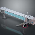 Industrial Machinery Structure With White Main Body Blue Panels Circular Tops Connecting Platform And Ladder