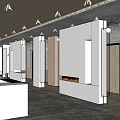 Modern Office Reception Desk With Marble Countertop And Wooden Ceiling In Elegant Workspace Interior