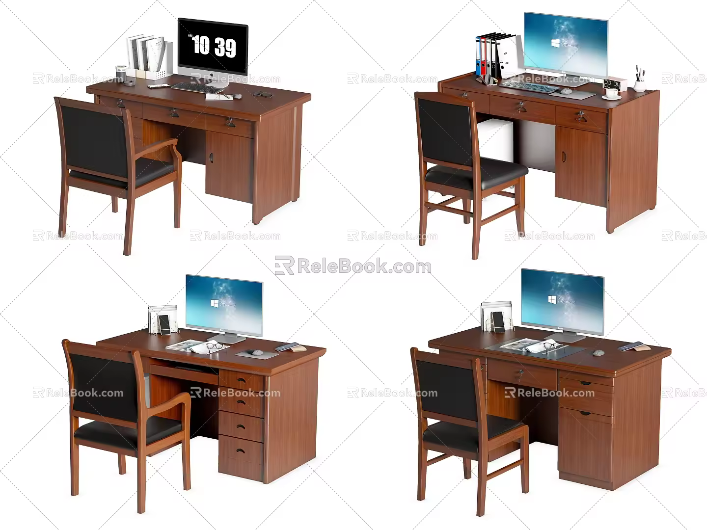 Modern Party and Government Organs and Units Office Tables and Chairs Writing Tables and Chairs Computer Tables and Chairs Staff Tables and Chairs Solid Wood Tables and Chairs Combination 3d model
