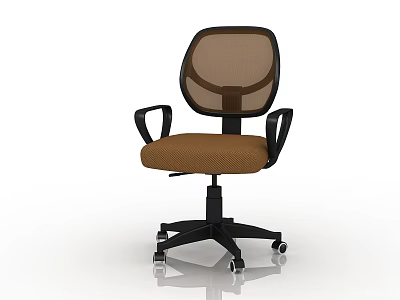 Modern Office Chair With Mesh Back Brown Seat Black Armrests And Wheels 3d model