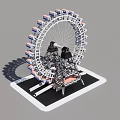 Creative Garden Ornament Featuring Ferris Wheel Model Metal Frame Colorful Cabins And White Base
