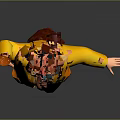 Game Movie Character Red Haired Yellow Coat Blue Shirt Jeans Red Boots Waving Running Pose