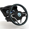 BMW Steering Wheel With Modern Design Blue Accents Control Buttons And Dashboard