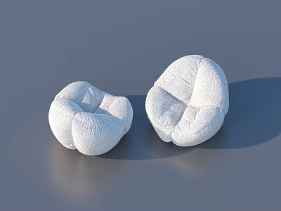 Plush White Round Bean Bag Chairs Perfect For Cozy Living Spaces 3d model