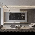 Elegant Modern Entryway Cabinet with Side Cabinet Marble Accent Wall and Pendant Lighting