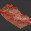 Realistic Garden Landscape Terrain Model with Rocky Hills Sandy Ground and Water Features