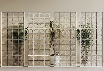 Modern glass brick partition 3d model