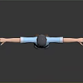 3D Human Character Model With Blue Shirt Brown Pants And Outstretched Arms