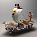Building Blocks Pirate Ship With White Sails And Skull Flag Design 3d model
