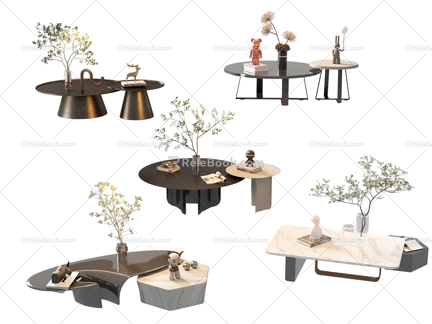 Tea Table Combination Ornaments 3d model