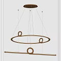 Modern Golden Circular Ring Chandelier With Hanging Minimalist Decorative Design Elements 3d model