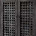 Dark Wood Entryway Side Cabinet With Woven Texture Double Doors And Round Knobs 3d model