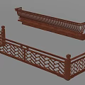 Wooden Railings With Traditional Intricate Lattice Carved Design And Classic Style
