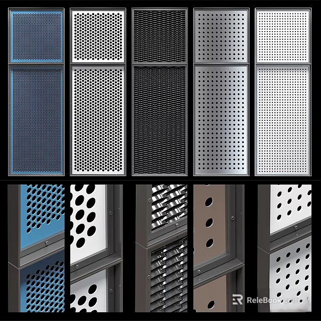 Various Metal Wall Hangings With Perforated Designs And Assorted Colors For Home Decor 3d model 