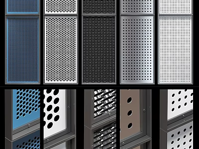 Various Metal Wall Hangings With Perforated Designs And Assorted Colors For Home Decor 3d model