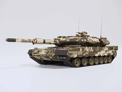Highly Detailed Modern Military Tank With Camouflage Paint Main Gun And Tracks 3d model