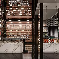 Modern Luxury Bar Interior With Wine Rack Artistic Wall And Counter