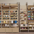 Modern Shelving Units With Wooden Shelves Metal Frames And Various Decor Items