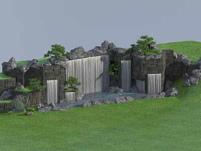 New Chinese-style rockery rockery waterscape 3d model