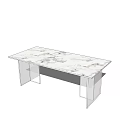 Modern Marble Top Dining Table With Sleek White Frame Legs Design 3d model