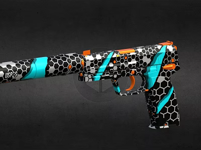 Toy Gun Playground Equipment With Black Blue Orange Honeycomb Pattern And Colorful Design 3d model