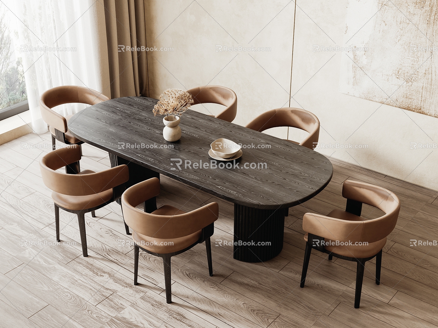 Dining table and chair 3d model