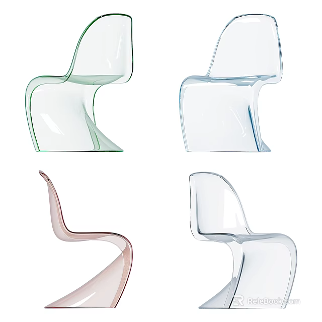 Modern Transparent Leisure Chairs In Various Colors With Sleek Curved Contemporary Design 3d model 