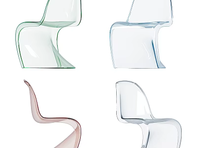 Modern Transparent Leisure Chairs In Various Colors With Sleek Curved Contemporary Design 3d model