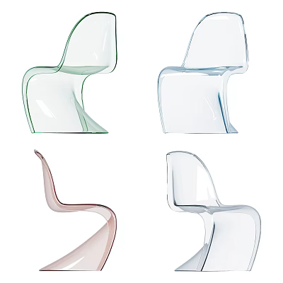 Modern Transparent Leisure Chairs In Various Colors With Sleek Curved Contemporary Design 3d model