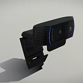 Projection Monitoring Black Security Camera With Stand Perforated Design And Blue Trim