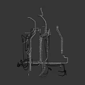 Industrial Metal Equipment With Intricate Wire Frame And Mechanical Structure Design
