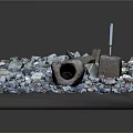 Wood and Stone Material Display with Colored Chips on Black Base Platform for Element Show 3d model