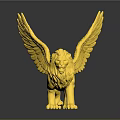 Golden Winged Lion Game and Movie Character With Mythical Features and Detailed Wings