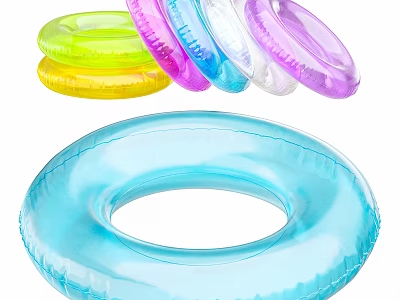 Colorful Inflatable Swim Rings In Various Bright Colors For Summer Water Activities 3d model