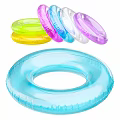 Colorful Inflatable Swim Rings In Various Bright Colors For Summer Water Activities