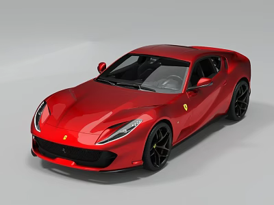 Red Ferrari Sports Car With Sleek Body Design And Black Wheels 3d model